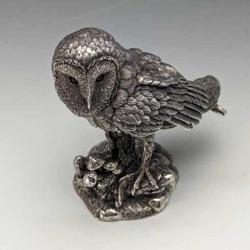 UK Country Artists Owl Sterling Silver Sculpture Figurine